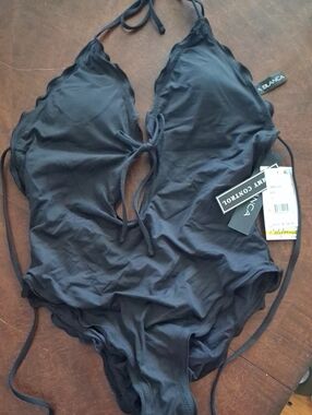 La Blanca Black Tie-Front One-Piece Swimsuit
